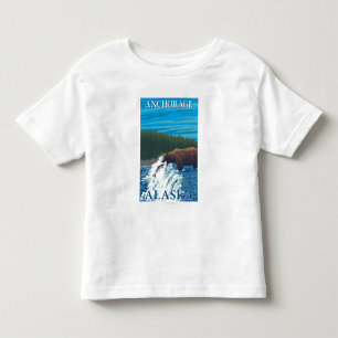 Bear Fishing in River - Anchorage, Alaska Toddler T-Shirt