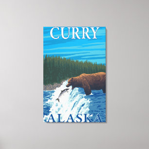 Bear Fishing in River - Curry, Alaska Canvas Print