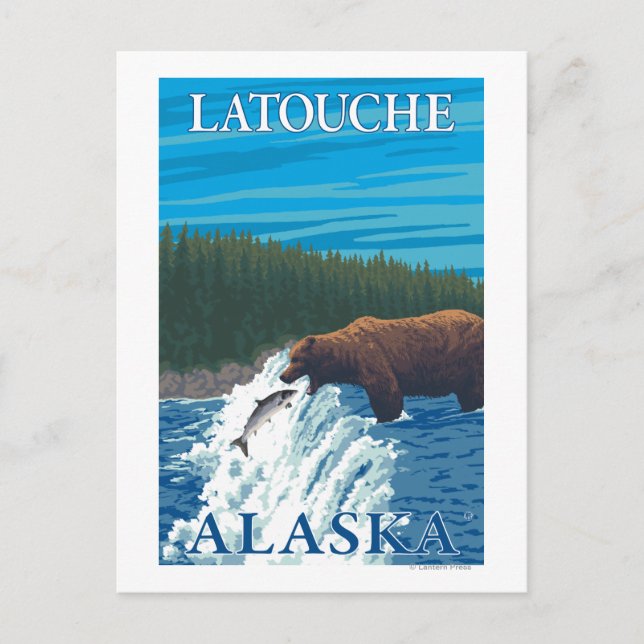 Bear Fishing in River - Latouche, Alaska Postcard (Front)