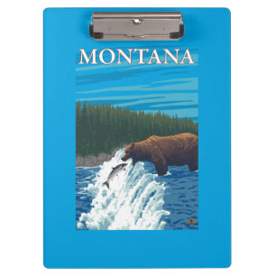 Bear Fishing in River - Montana Clipboard
