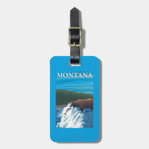Bear Fishing in River - Montana Luggage Tag