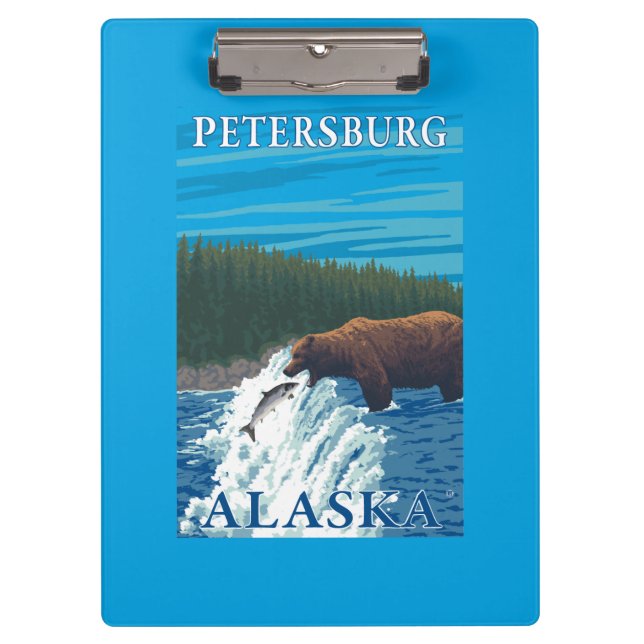 Bear Fishing in River - Petersburg, Alaska Clipboard (Front)