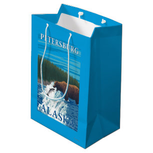 Bear Fishing in River - Petersburg, Alaska Medium Gift Bag