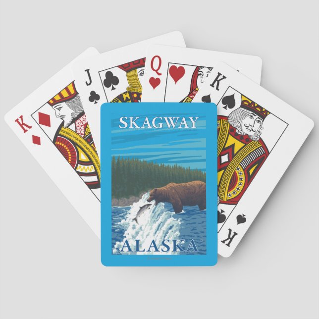 Bear Fishing in River - Skagway, Alaska Playing Cards (Back)