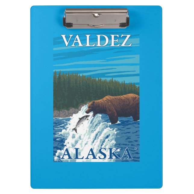 Bear Fishing in River - Valdez, Alaska Clipboard (Front)