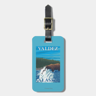Bear Fishing in River - Valdez, Alaska Luggage Tag