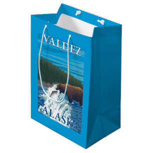 Bear Fishing in River - Valdez, Alaska Medium Gift Bag