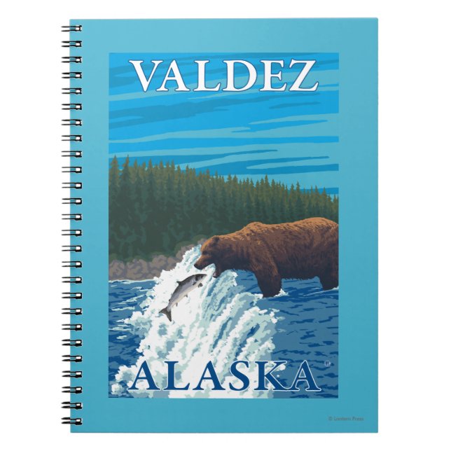 Bear Fishing in River - Valdez, Alaska Notebook (Front)