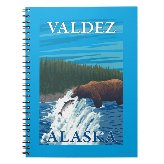 Bear Fishing in River - Valdez, Alaska Notebook (Front)