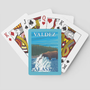 Bear Fishing in River - Valdez, Alaska Playing Cards
