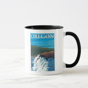 Bear Fishing in River- Vintage Travel Poster Mug
