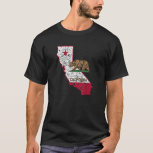 Bear Flag Distressed State Map Republic California T-Shirt