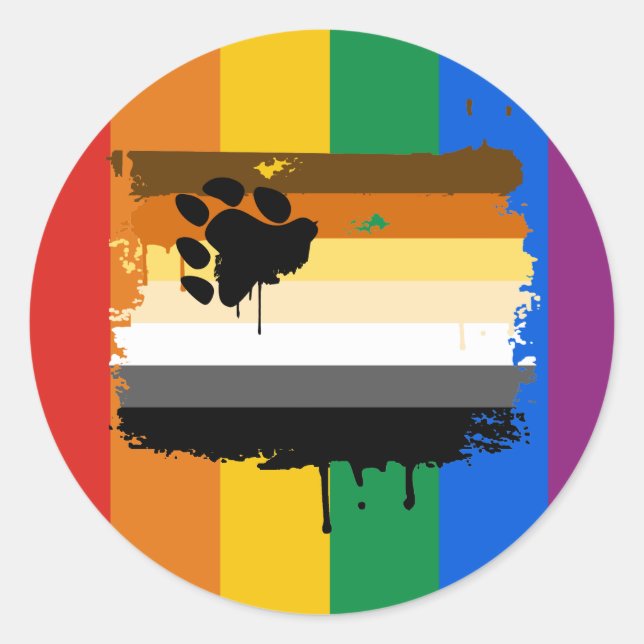 BEAR FLAG DRIPPING CLASSIC ROUND STICKER (Front)