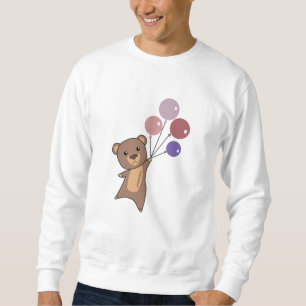 Bear Flies Up With Balloons Cute Animals Sweatshirt
