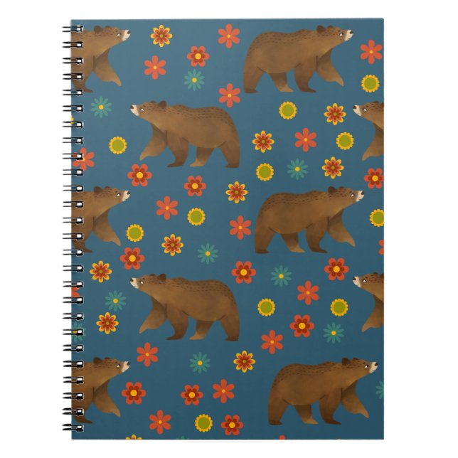 Bear Floral Pattern Notebook (Front)