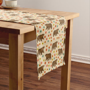 Bear Floral Pattern Short Table Runner