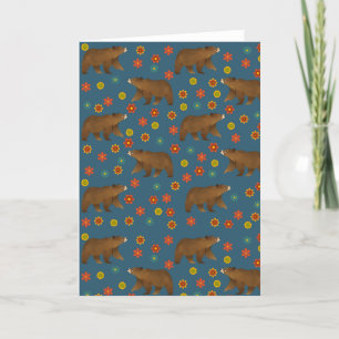 Bear Floral Pattern Thank You Card
