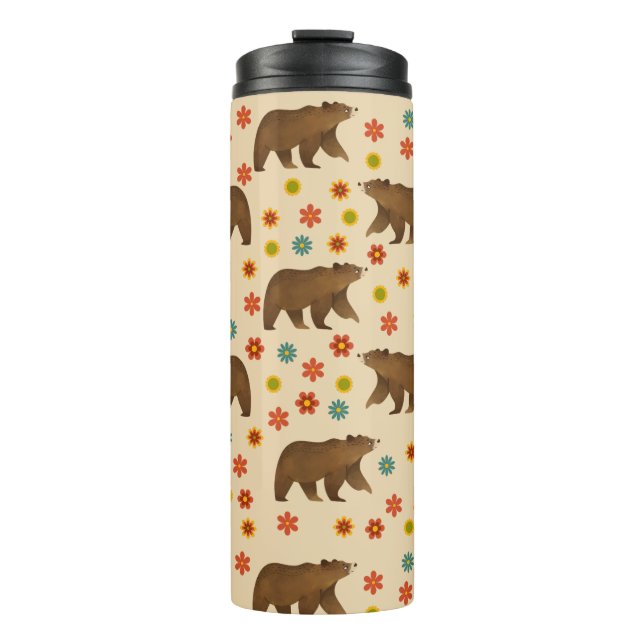 Bear Floral Pattern Thermal Tumbler (Front)
