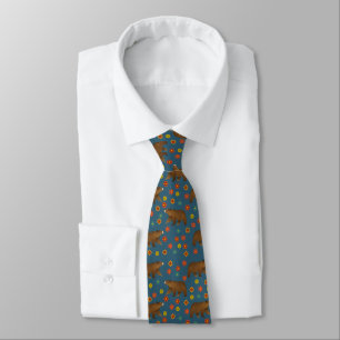 Bear Floral Pattern Tie