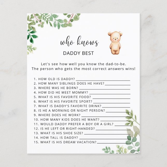 Bear floral Who knows DADDY best (Front)