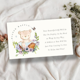 Bear Flower Basket Blue Display Shower Baby Shower Enclosure Card