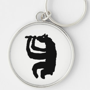 Bear Flute Player Key Ring