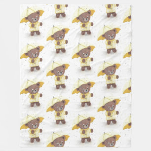 Bear-foot in the Rain Fleece Blanket