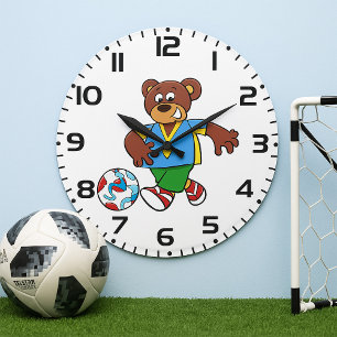 Bear Football Player Large Clock