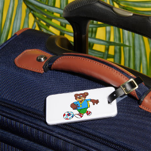 Bear Football Player Luggage Tag