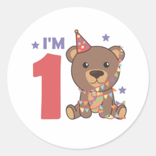 Bear For The First Birthday For Children 1 Year Cl Classic Round Sticker