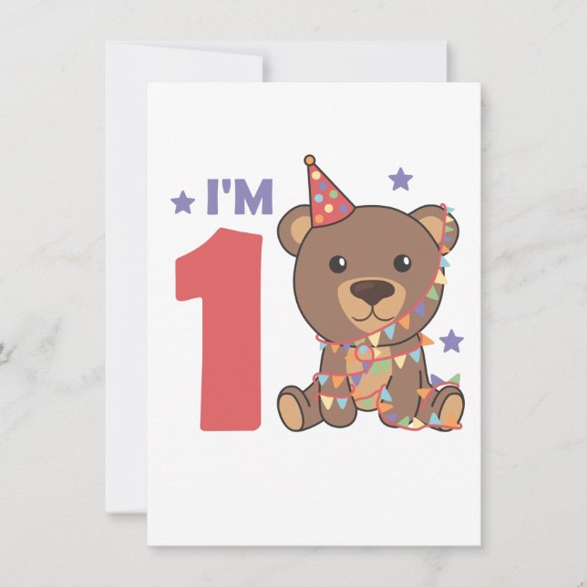 Bear For The First Birthday For Children 1 Year Ho Holiday Card (Front)