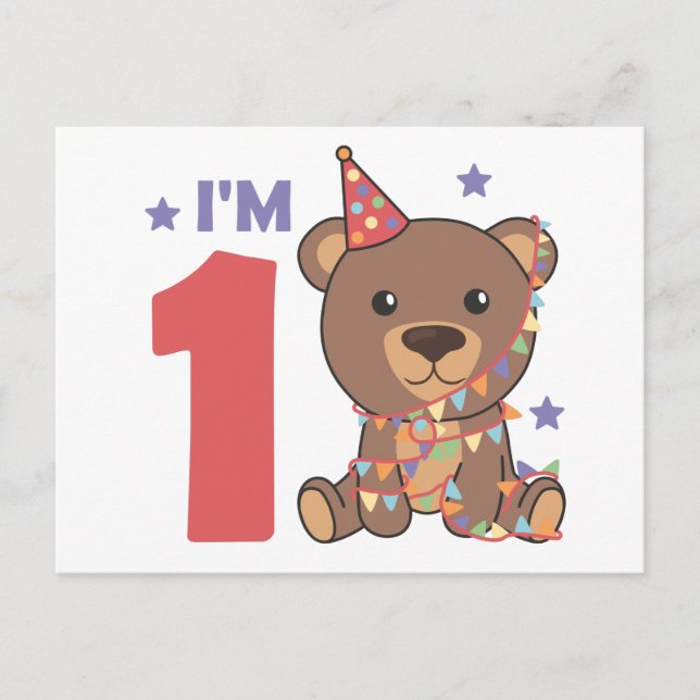 Bear For The First Birthday For Children 1 Year Po Postcard (Front)