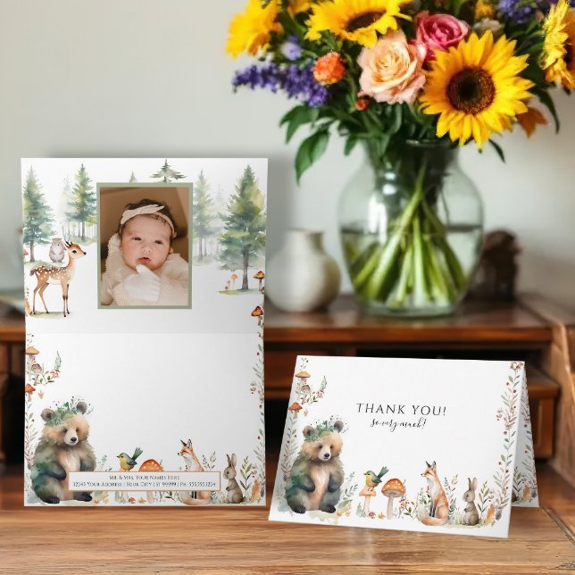 Bear Forest Cute AnimalsDeer Photo Baby Shower Card (Creator Uploaded)