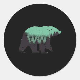Bear Forest Nature Grizzly Hiking Outdoor Hunting Classic Round Sticker