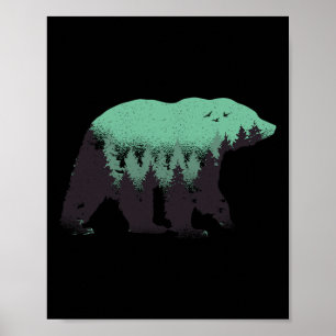 Bear Forest Nature Grizzly Hiking Outdoor Hunting Poster