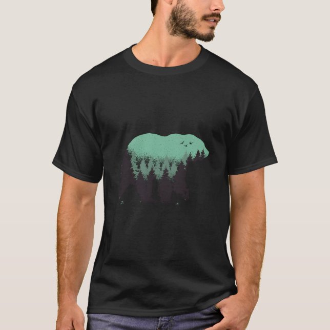 Bear Forest Nature Grizzly Hiking Outdoor Hunting T-Shirt (Front)