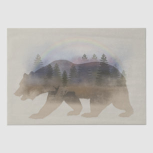 Bear Forest Roe Deer Rainbow Silhouette Tissue Paper