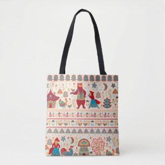 Bear,fox,rooster and chicken with chicken,fairy ho tote bag