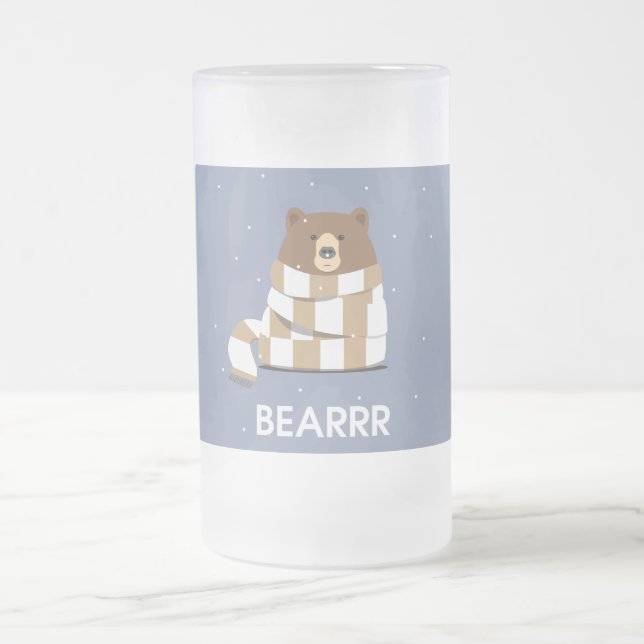 BEAR FROSTED GLASS BEER MUG (Center)