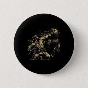 Bear Funny Man Punching Bear Retro Vintage Hunting 6 Cm Round Badge