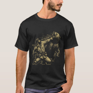 Bear Funny Man Punching Bear Retro Vintage Hunting T-Shirt