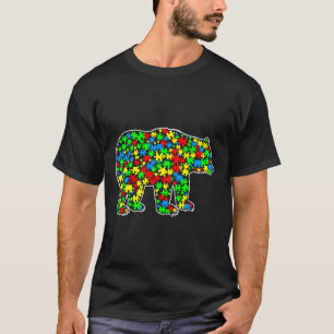 Bear Funny Puzzle Animals Autism Awareness T-Shirt