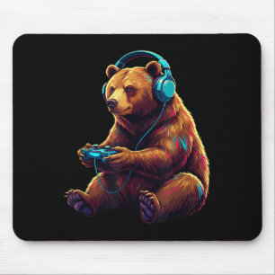 Bear Gaming Animal Video Games Funny Bear  Mouse Mat