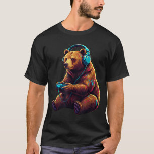 Bear Gaming Animal Video Games Funny Bear  T-Shirt