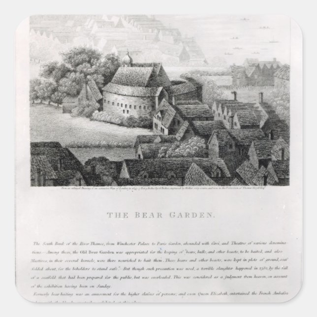 Bear Garden, 1647 Square Sticker (Front)
