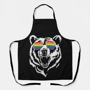 Bear Gay LGBTQ Rainbow Sunglasses Pride Flag Apron