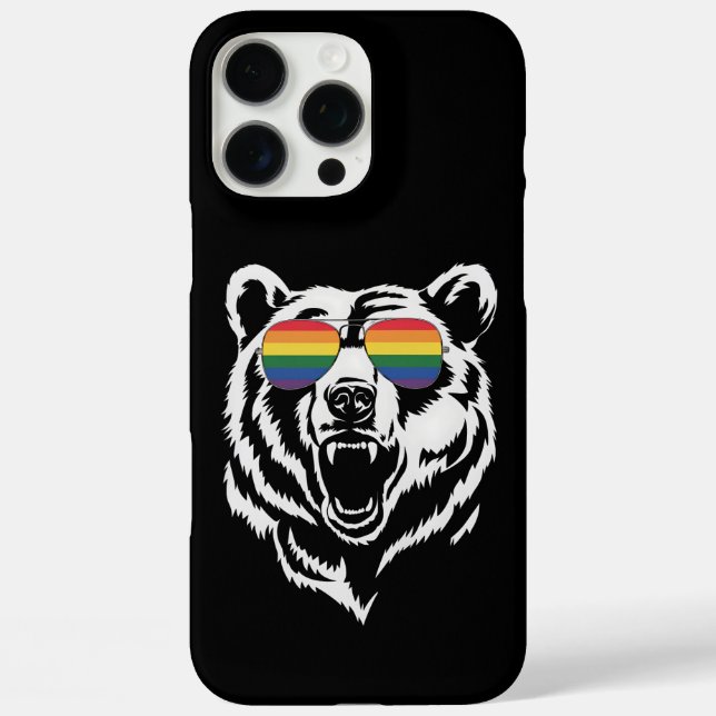 Bear Gay LGBTQ Rainbow Sunglasses Pride Flag Case-Mate iPhone Case (Back)