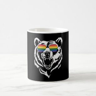Bear Gay LGBTQ Rainbow Sunglasses Pride Flag Coffee Mug