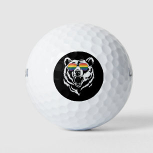 Bear Gay LGBTQ Rainbow Sunglasses Pride Flag Golf Balls