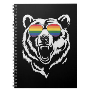 Bear Gay LGBTQ Rainbow Sunglasses Pride Flag Notebook